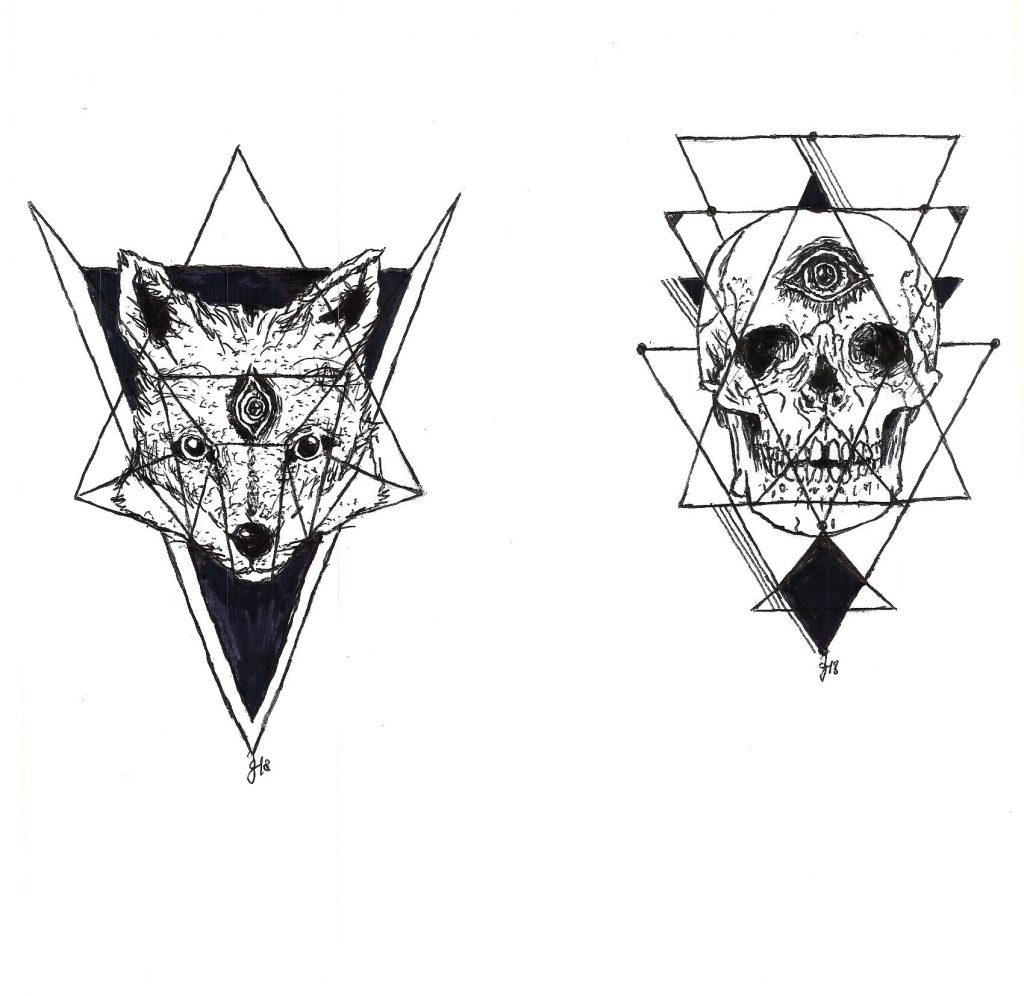#thirdeye #fox #skull #human #grafik #graphic #tattoo #annegeorgius #corpusdelicti #principia.discordia